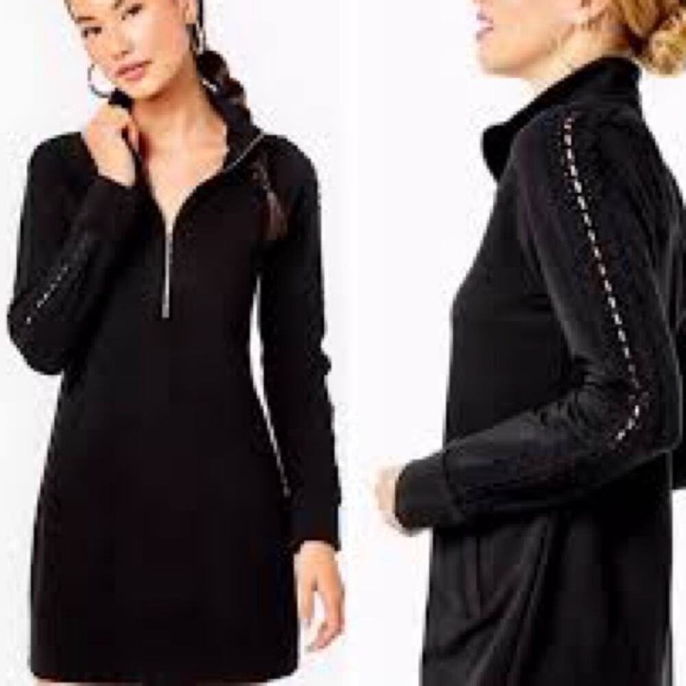 Lilly Pulitzer Skipper Popover Black Dress with Cut Out Sleeves Size Large T9